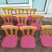Set of 20 vintage wooden bistro chairs with cushions, year 7