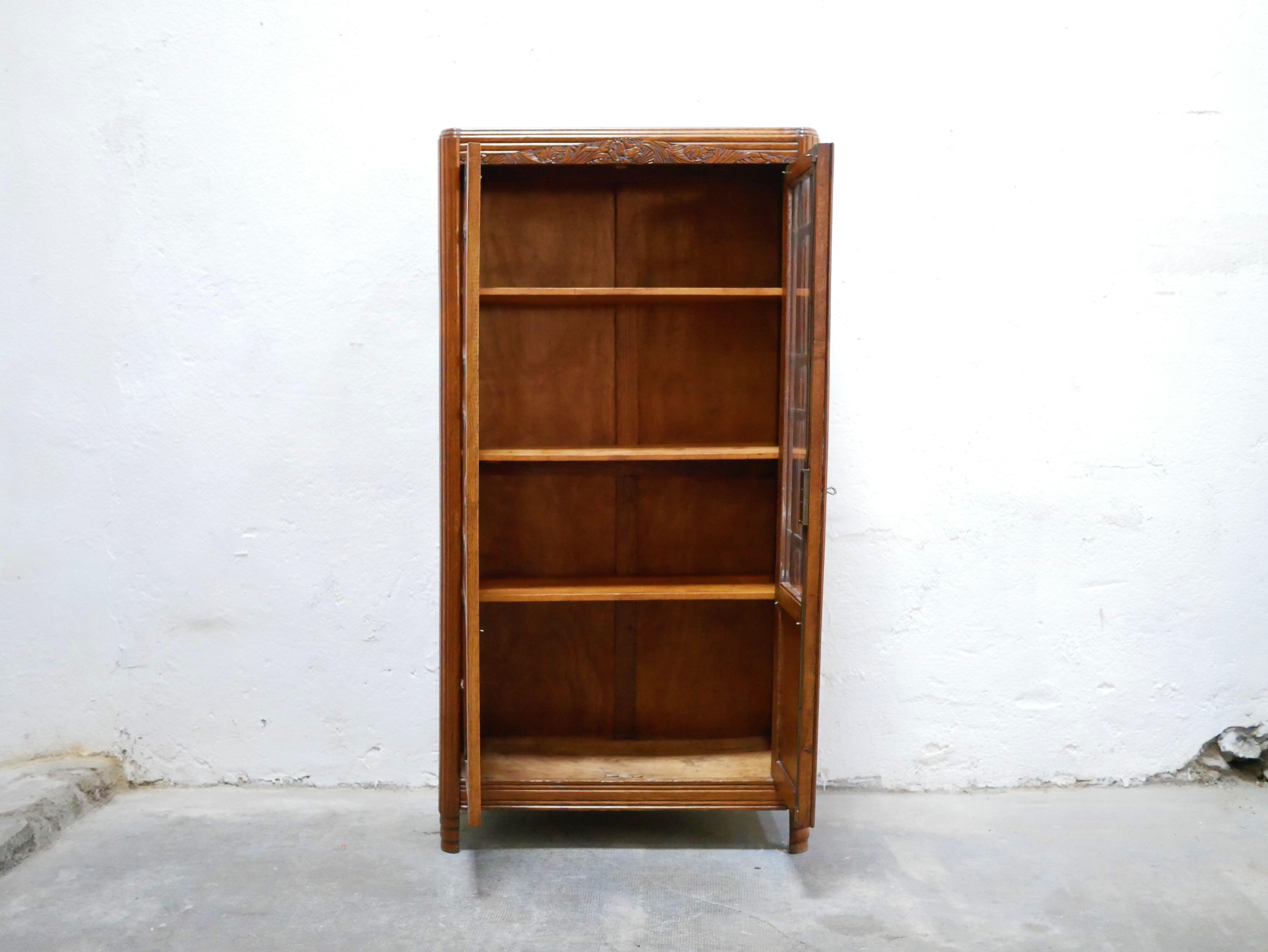 Vintage wooden showcase cabinet