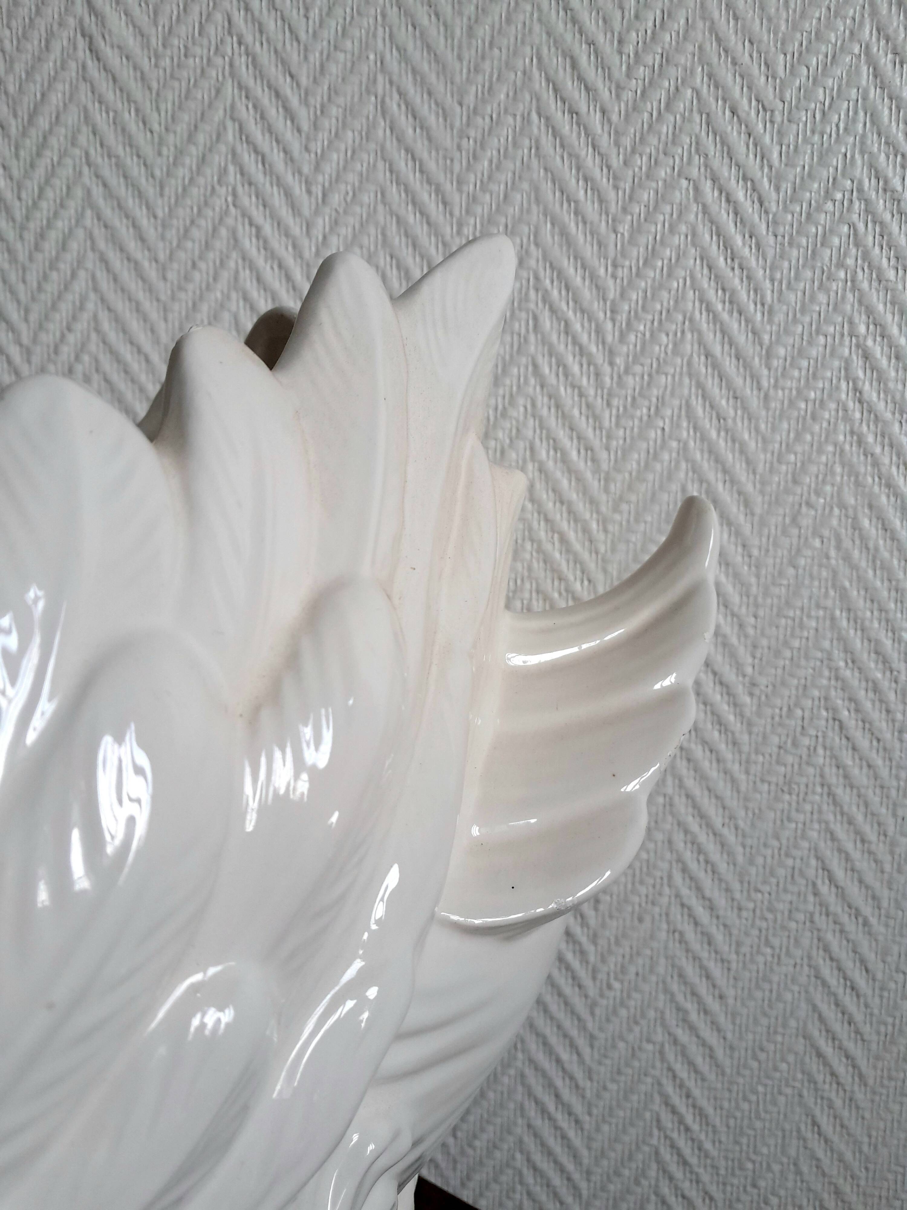 Pair of ceramic swan pot covers 1970