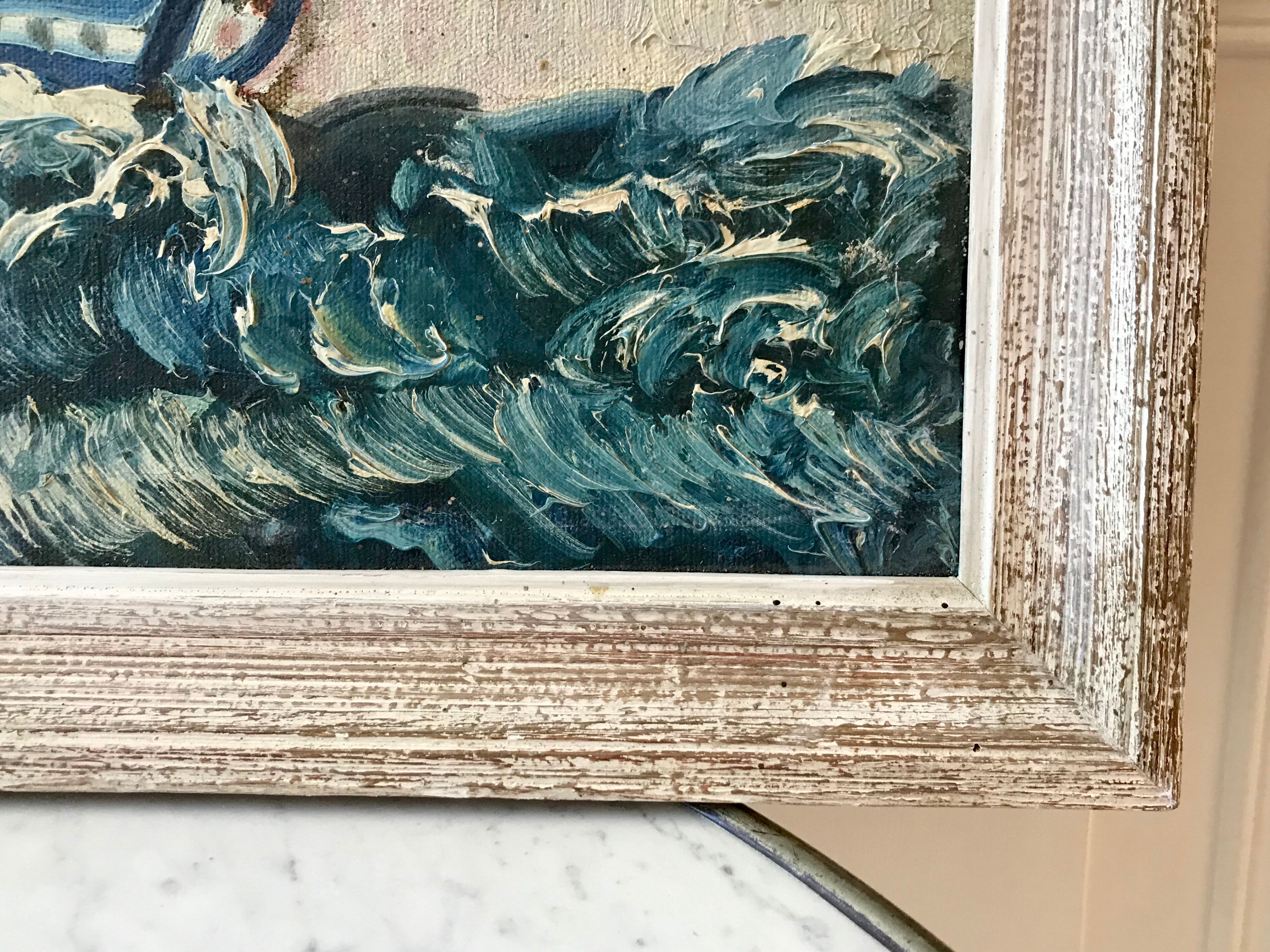 Marine painting oil on canvas old sailboat boat