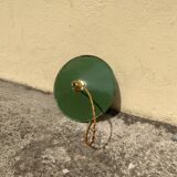 Suspension in green and white enamelled sheet metal gold threads and socket Indus Ferme