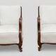 Classic Italian Armchairs with White Upholstery, 1920s, Set of 2