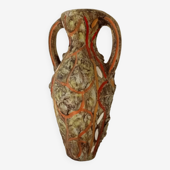 Vintage 70s amphora vase with volcanic effect
