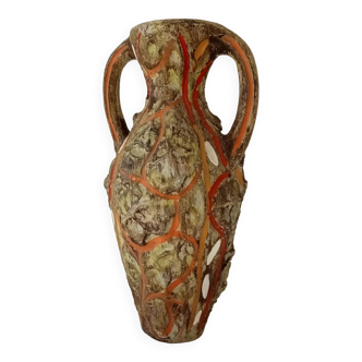 Vintage 70s amphora vase with volcanic effect