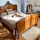 Solid walnut bed (head + foot + frame) Louis Philippe style