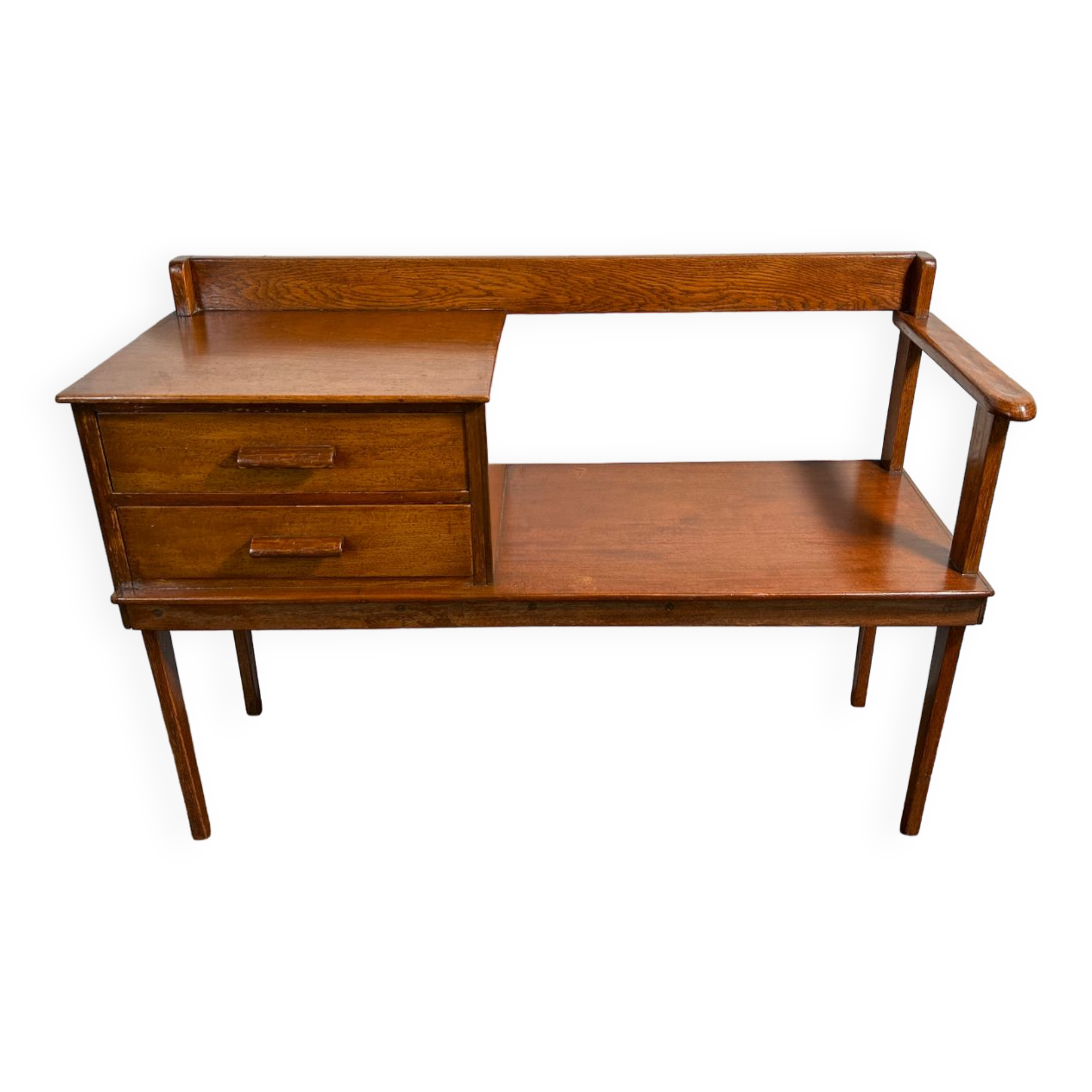 Mid Century Retro Vintage Teak Telephone Seat 1960