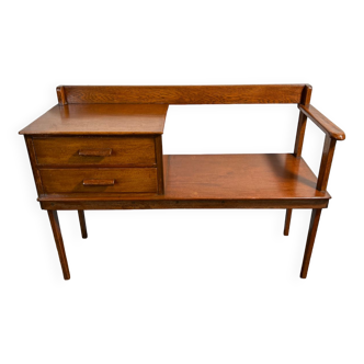 Mid Century Retro Vintage Teak Telephone Seat 1960