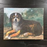 Lying cattle dog painting