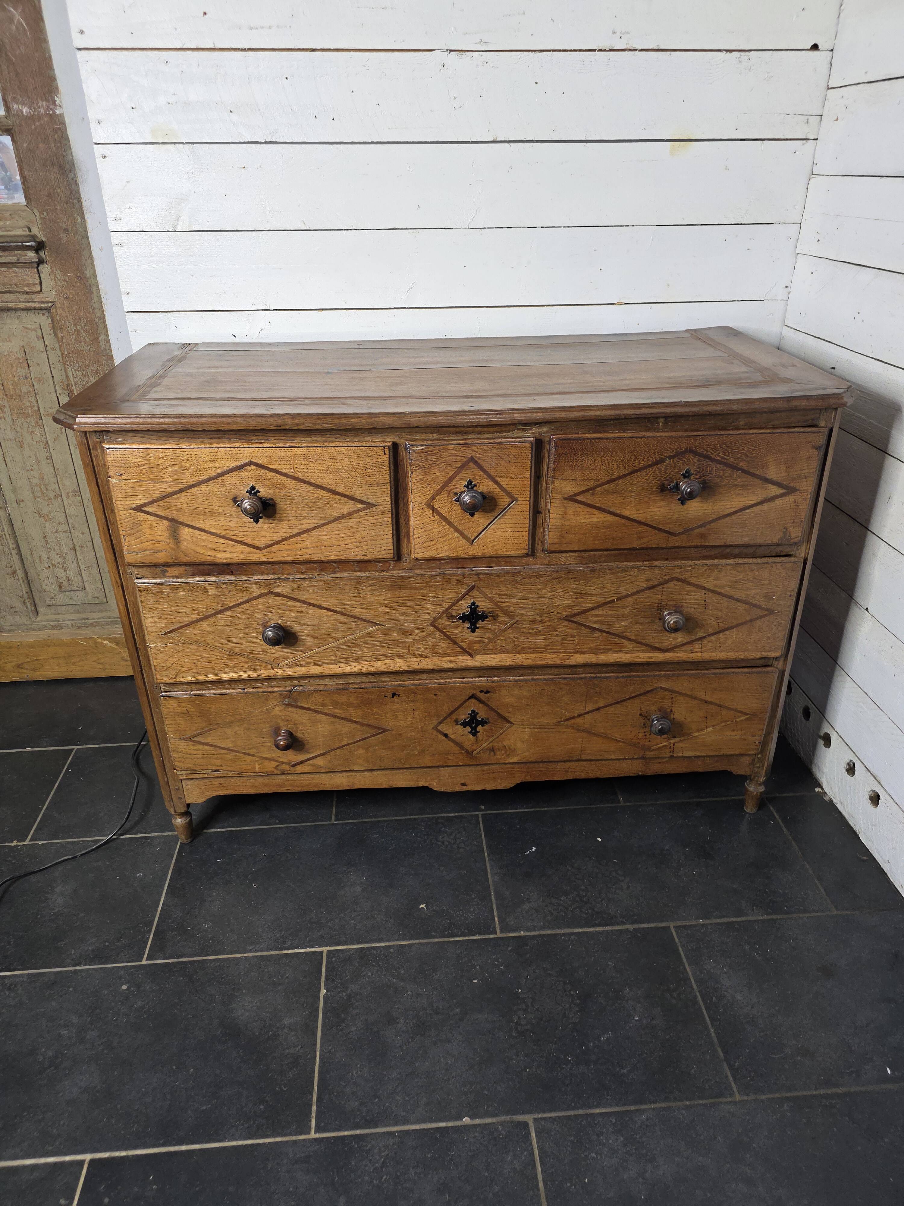 19th century solid oak chest of drawers