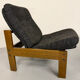 Lot of 2 adjustable wooden fabric chairs, Scandinavian design, vintage 1970s.