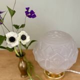 Vintage art deco globe table lamp in frosted glass