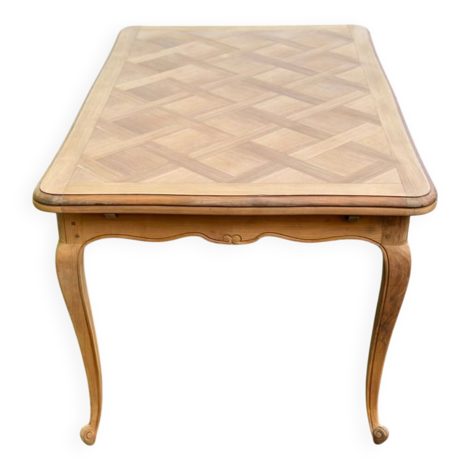 Large Louis XV dining table stripped in solid cherry wood 1970 270cm