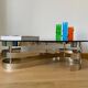 Smoked glass and chrome coffee table - Knut Hesterberg