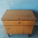 Vintage 70s light wood bedside table