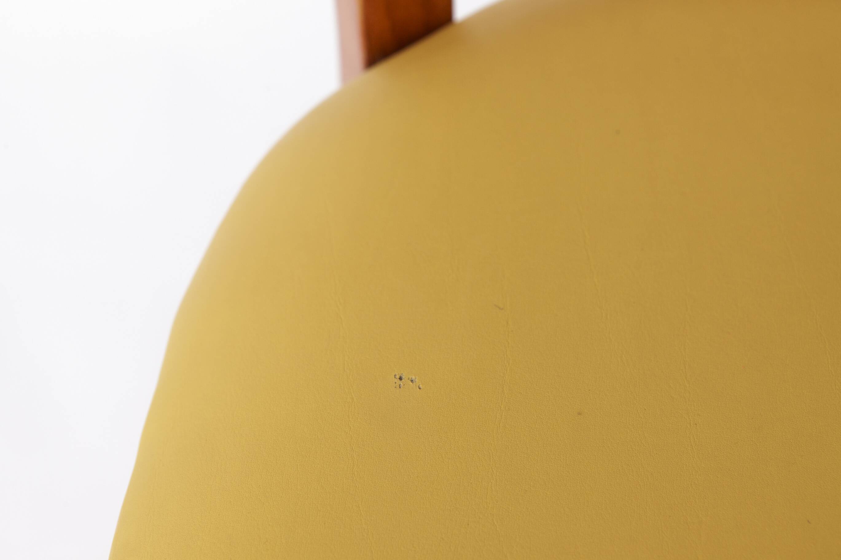 Vintage Beechwood Chair with Yellow Faux Leather Seat – 1960s/1970s Germany