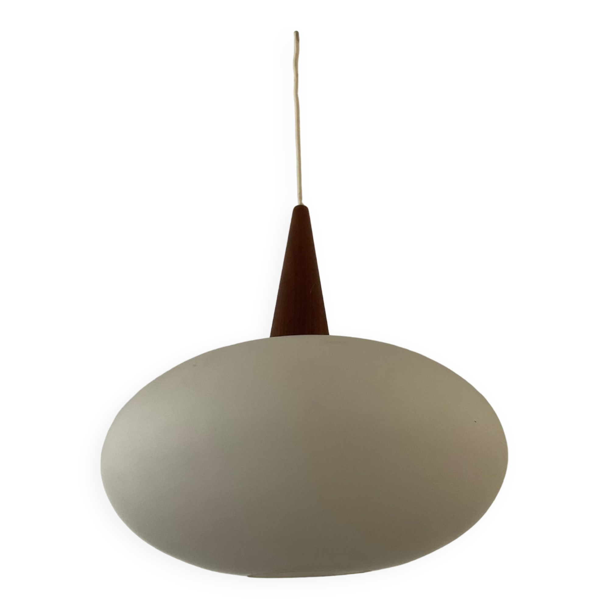 Louis Kalff pendant light in teak and opaline