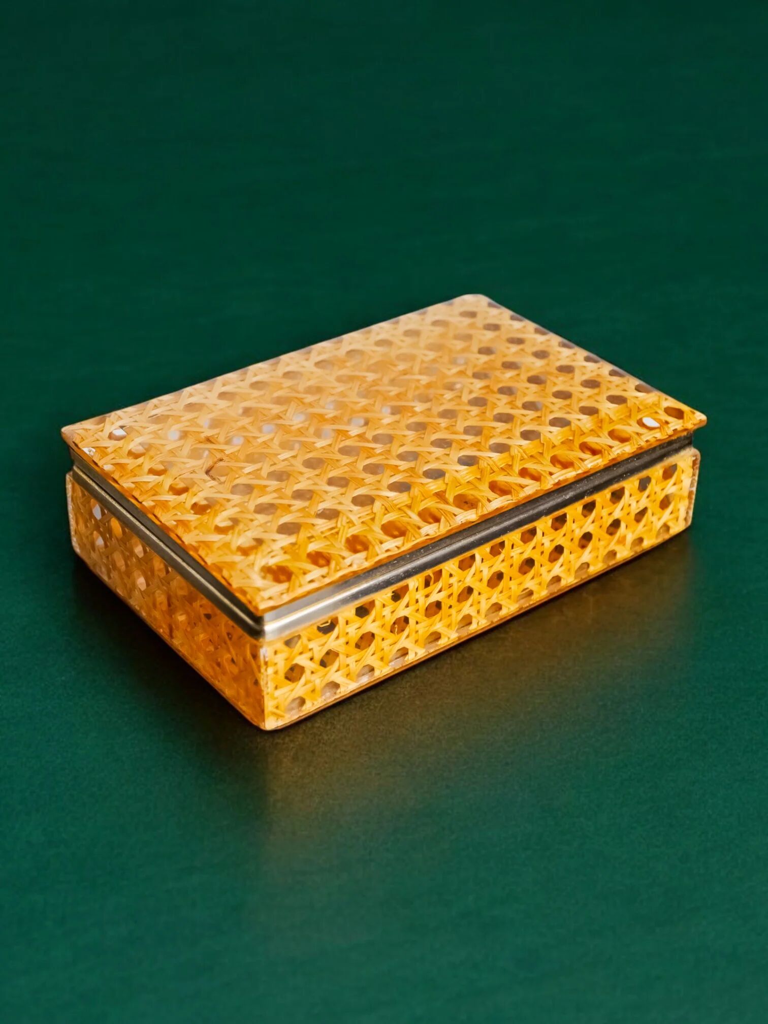 Lucite & rattan vanity box, Christian Dior style, circa 1970s