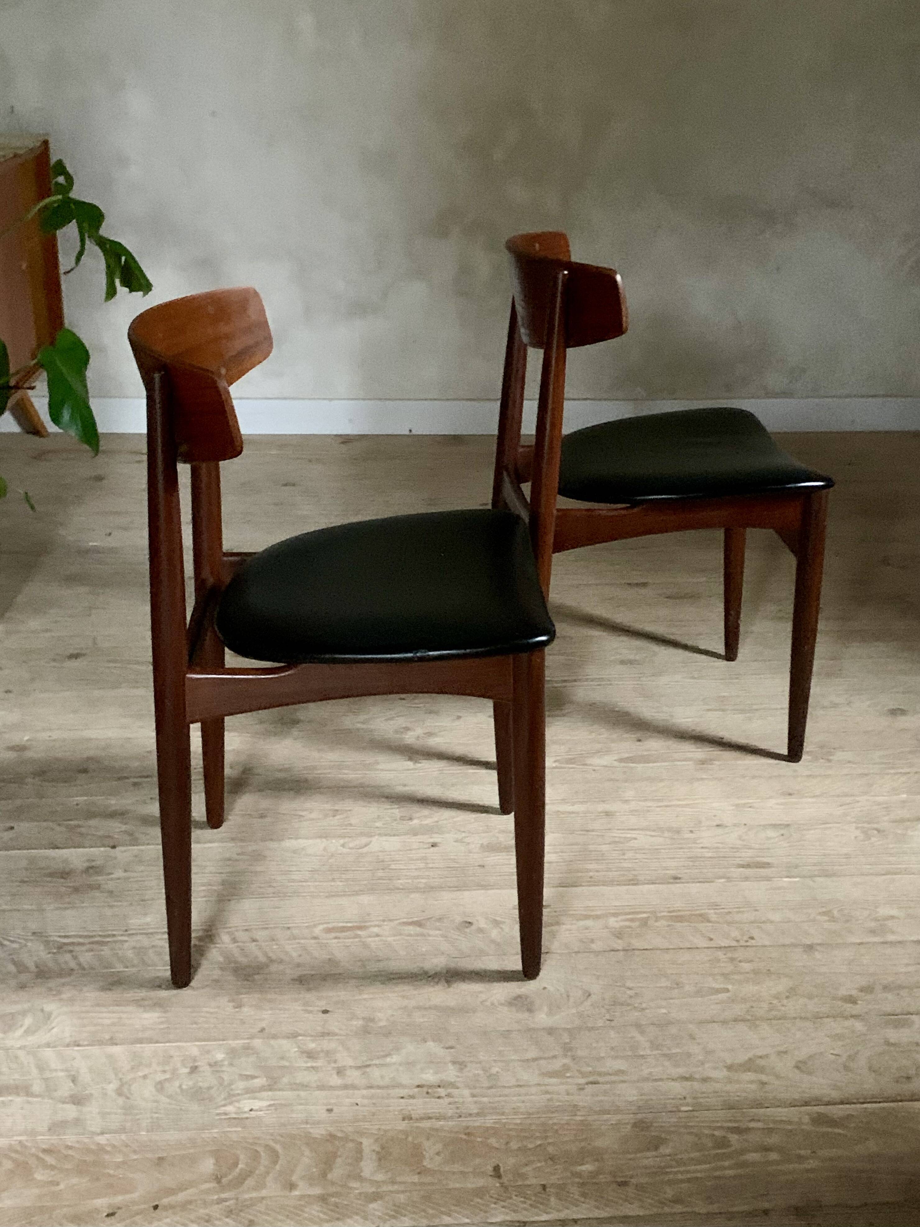 Vintage Scandinavian teak chairs by Henri Walter Klein