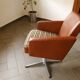 DDR Retro Swivel Armchair (1970s) – Brown Faux Leather & Checkered Seat
