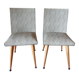 Pair of scandinavian chairs, black and white mottled