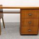 Modernist desk in blonde rosewood, France circa 1960.