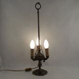 Antique Florentine 3 Light Oil Lamp with Tools Mounted in Electric Lamp 4306