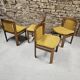4 chaises en tissu et bois, 1970