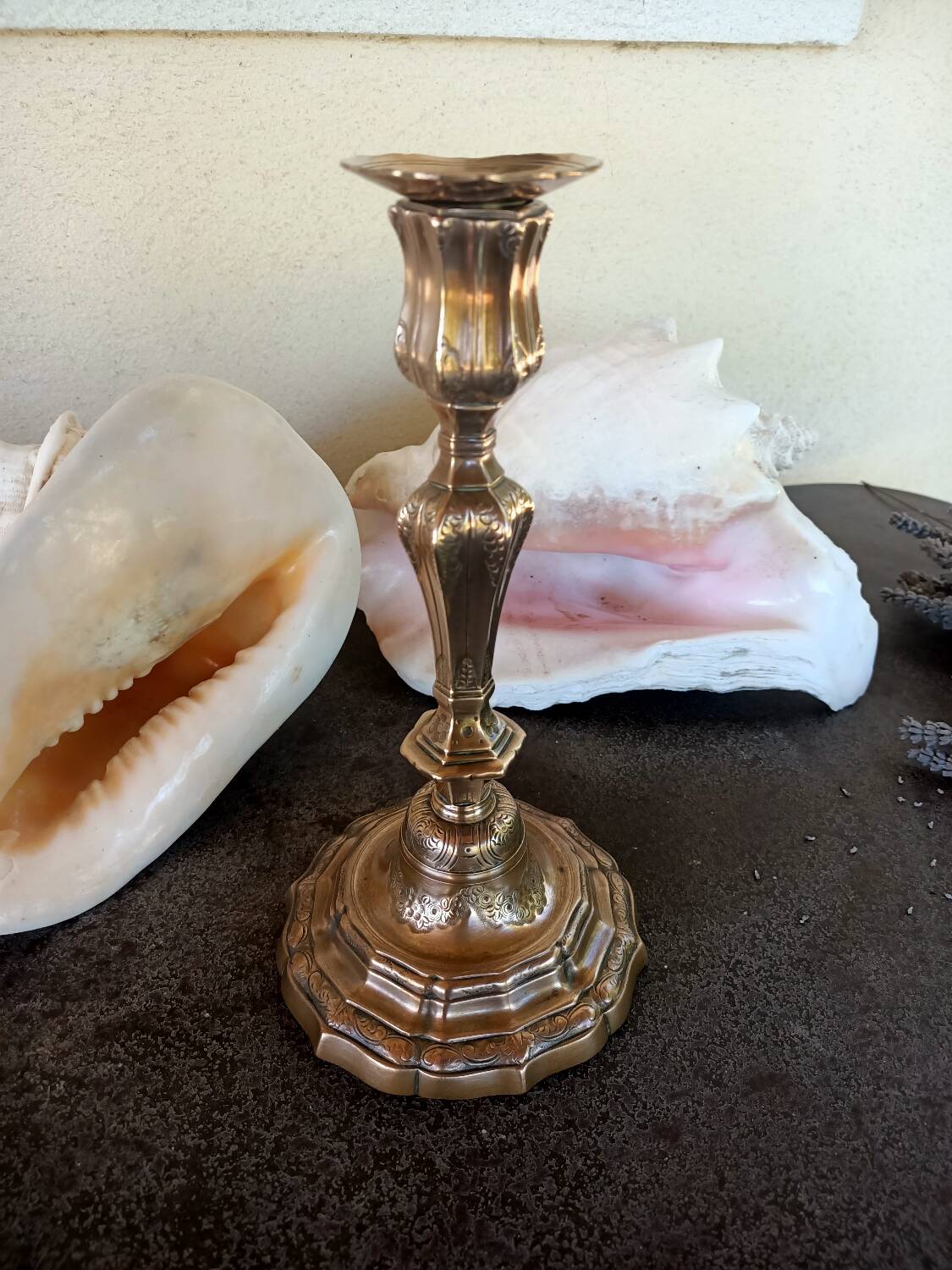 18th century chiseled bronze candlestick