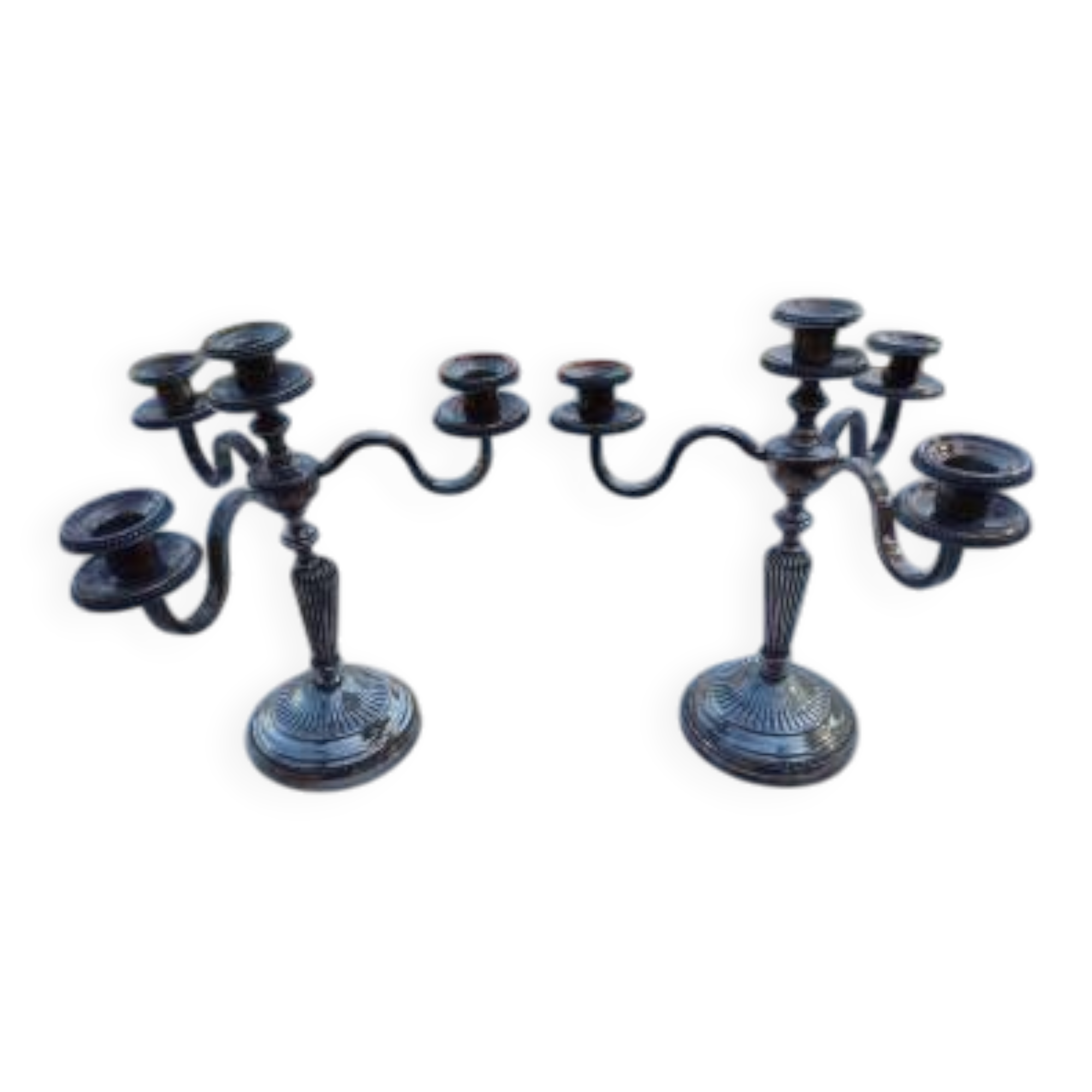 Pair of silver-plated candelabra