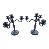 Pair of silver-plated candelabra