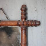 Wooden bamboo imitation mirror, antique mirror, hanging mirror.