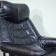 Norwegian Skoghaug industries vintage black leather swivel reclining chair