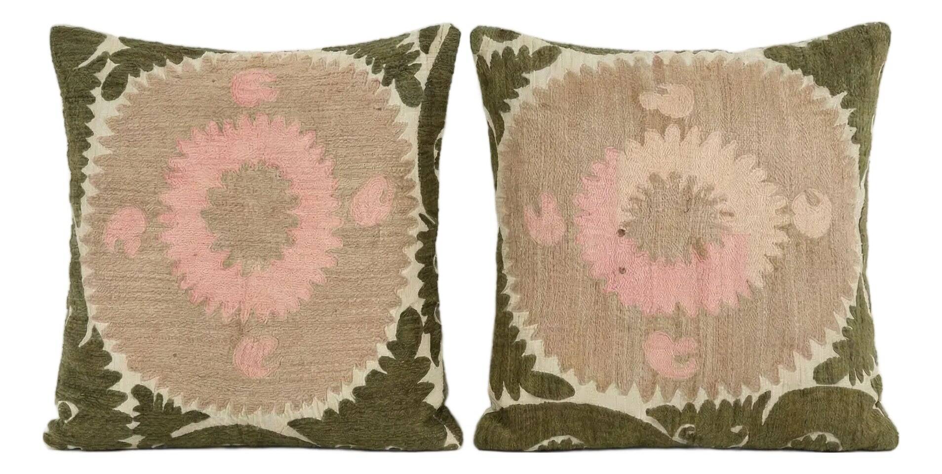 Lot de 2 housses de coussin brodées vintage 61x64 cm