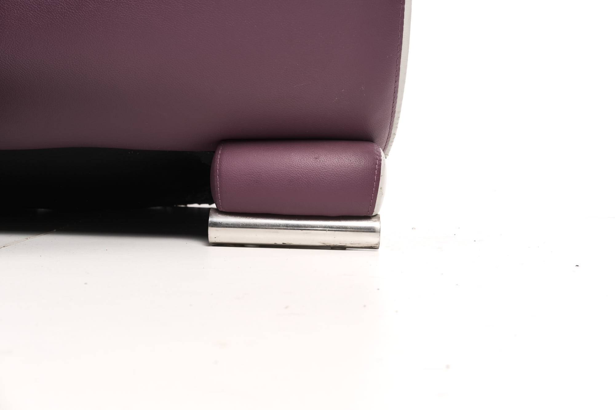 Leather armchair, hotel lounge, purple and gray, vintage
