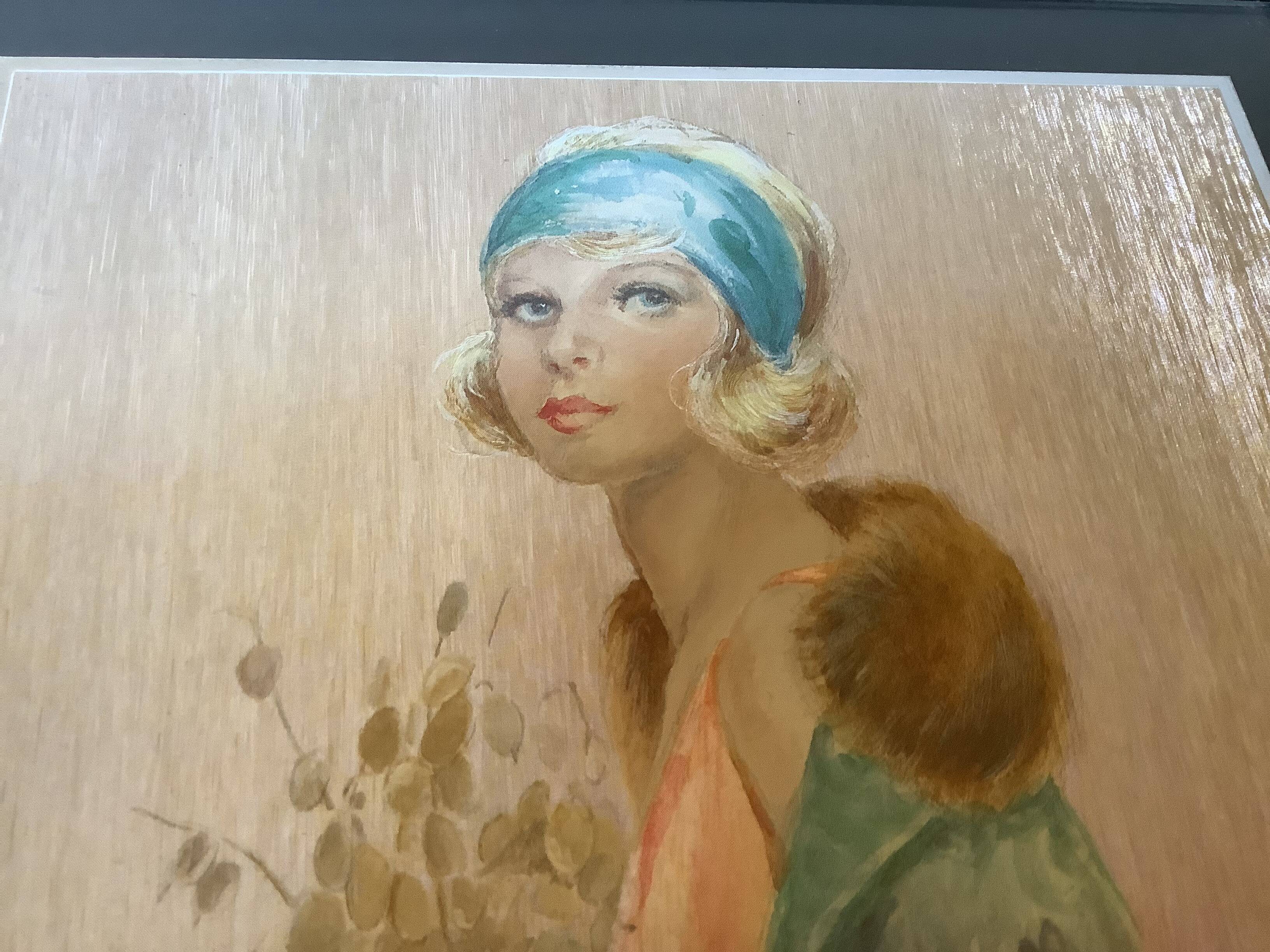 Art Deco woman portrait in iridescent colors