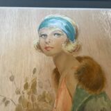 Art Deco woman portrait in iridescent colors