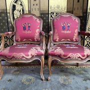 Pair of Louis XV style convertible armchairs