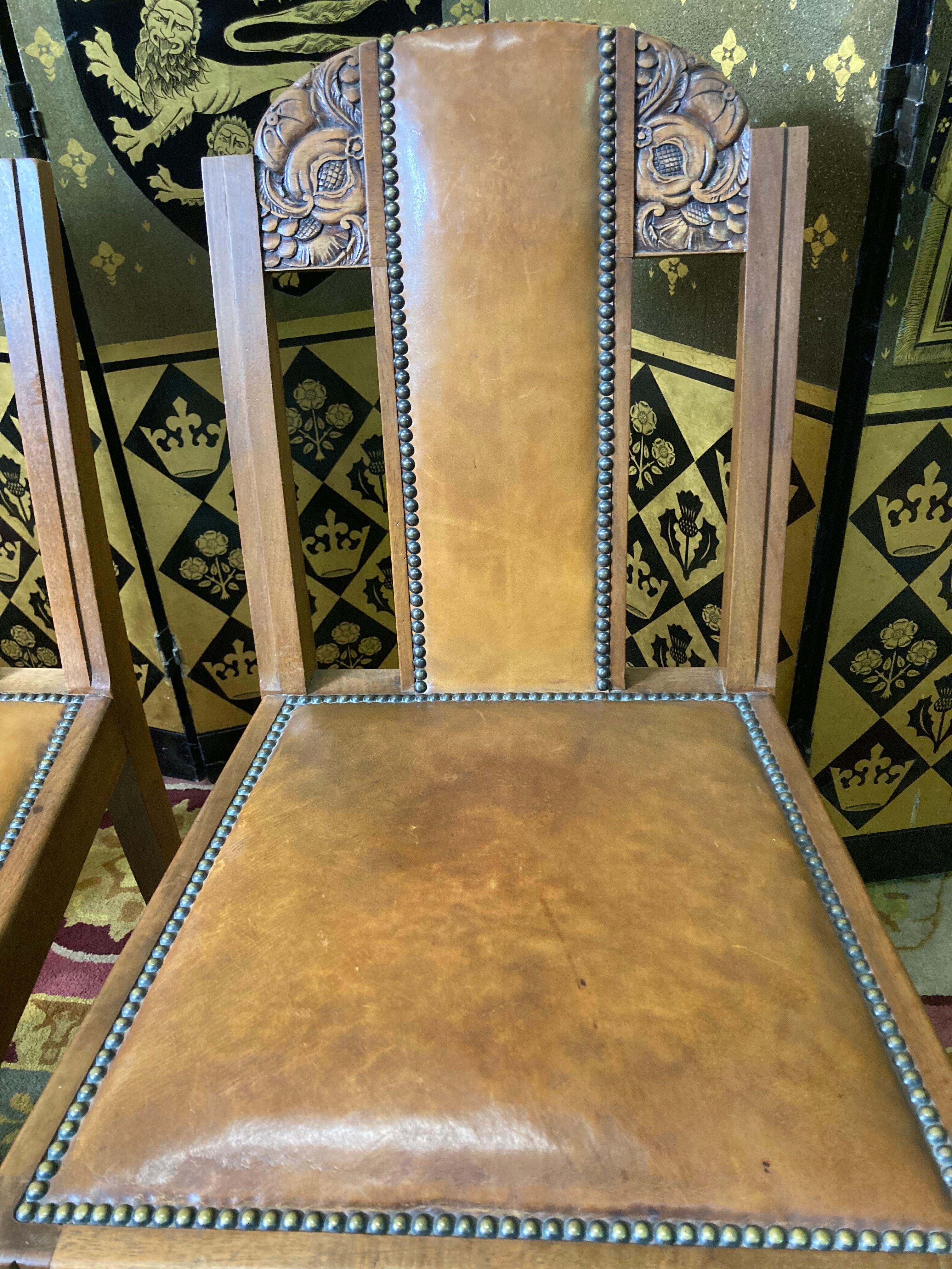 6 art deco chairs leather sitting