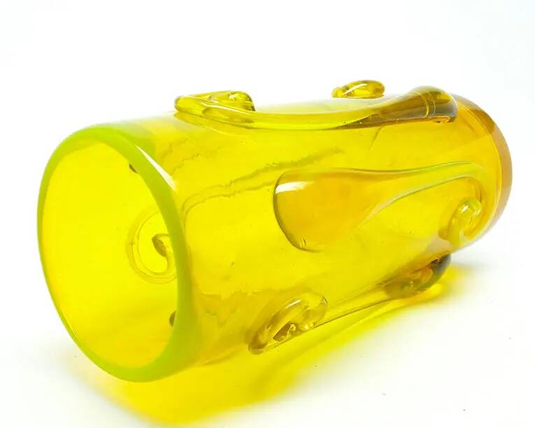Modernist vase, yellow glass, designed by J. Słuczan-Orkusz, Poland, 1970s
