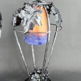 Pair of Wrought Iron Lamps, Vine Theme, Müller Frères, Art Deco, 1925