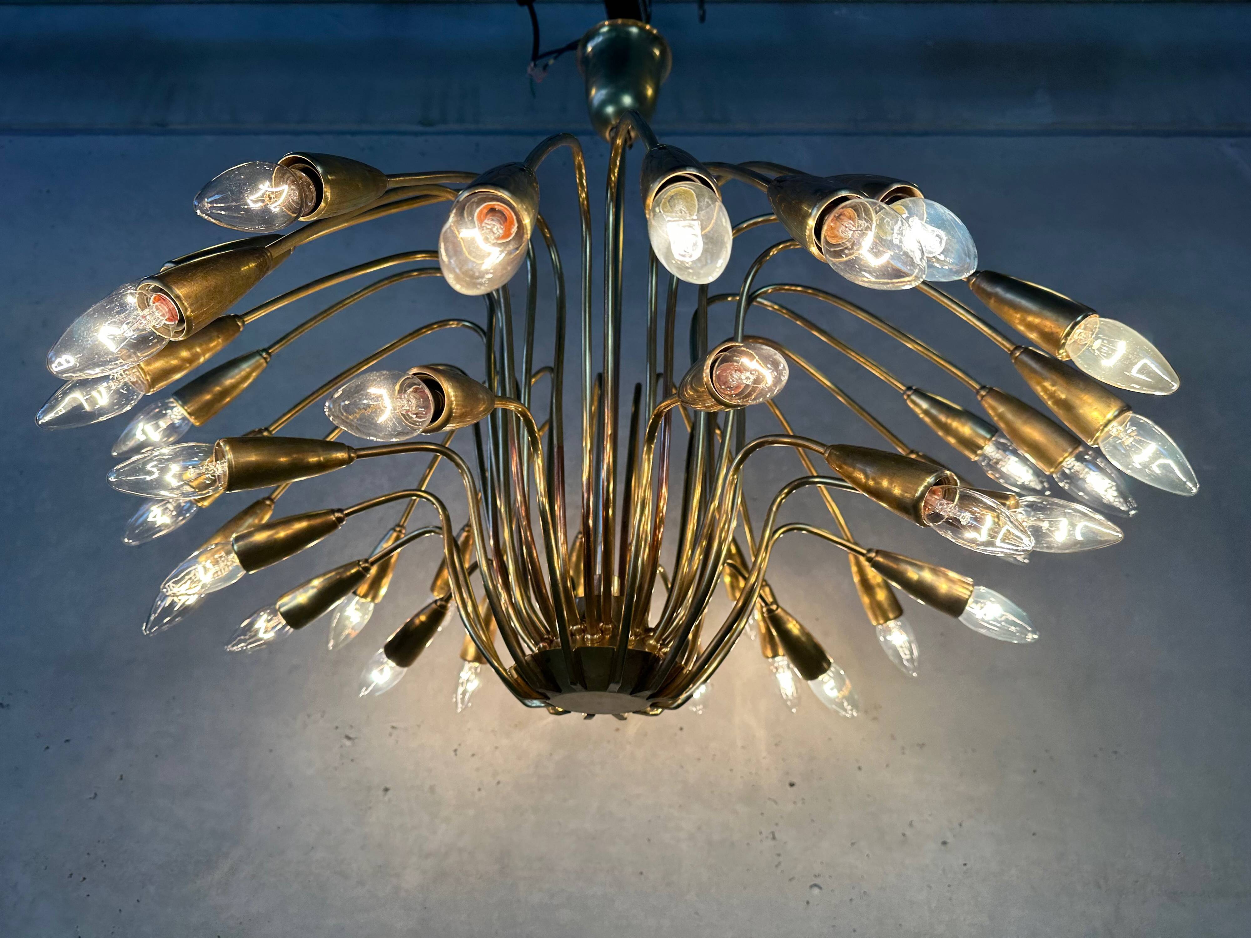 Vintage brass Italian sputnik chandelier