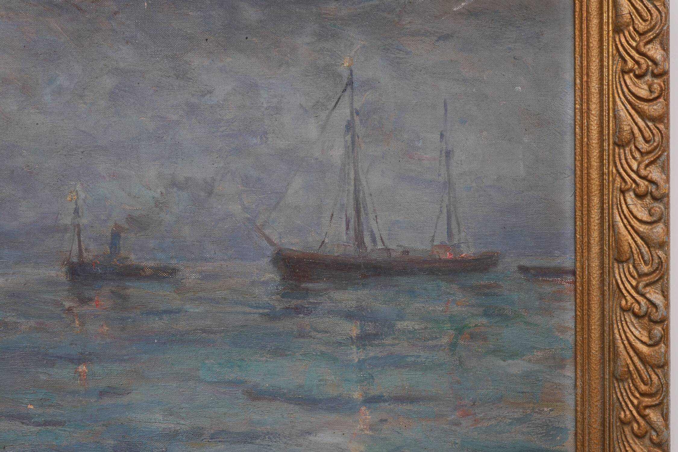 Marine seascape with sailing ships - Herman Van den Berghe, ca. 1900-1920