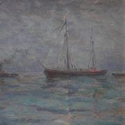 Marine seascape with sailing ships - Herman Van den Berghe, ca. 1900-1920