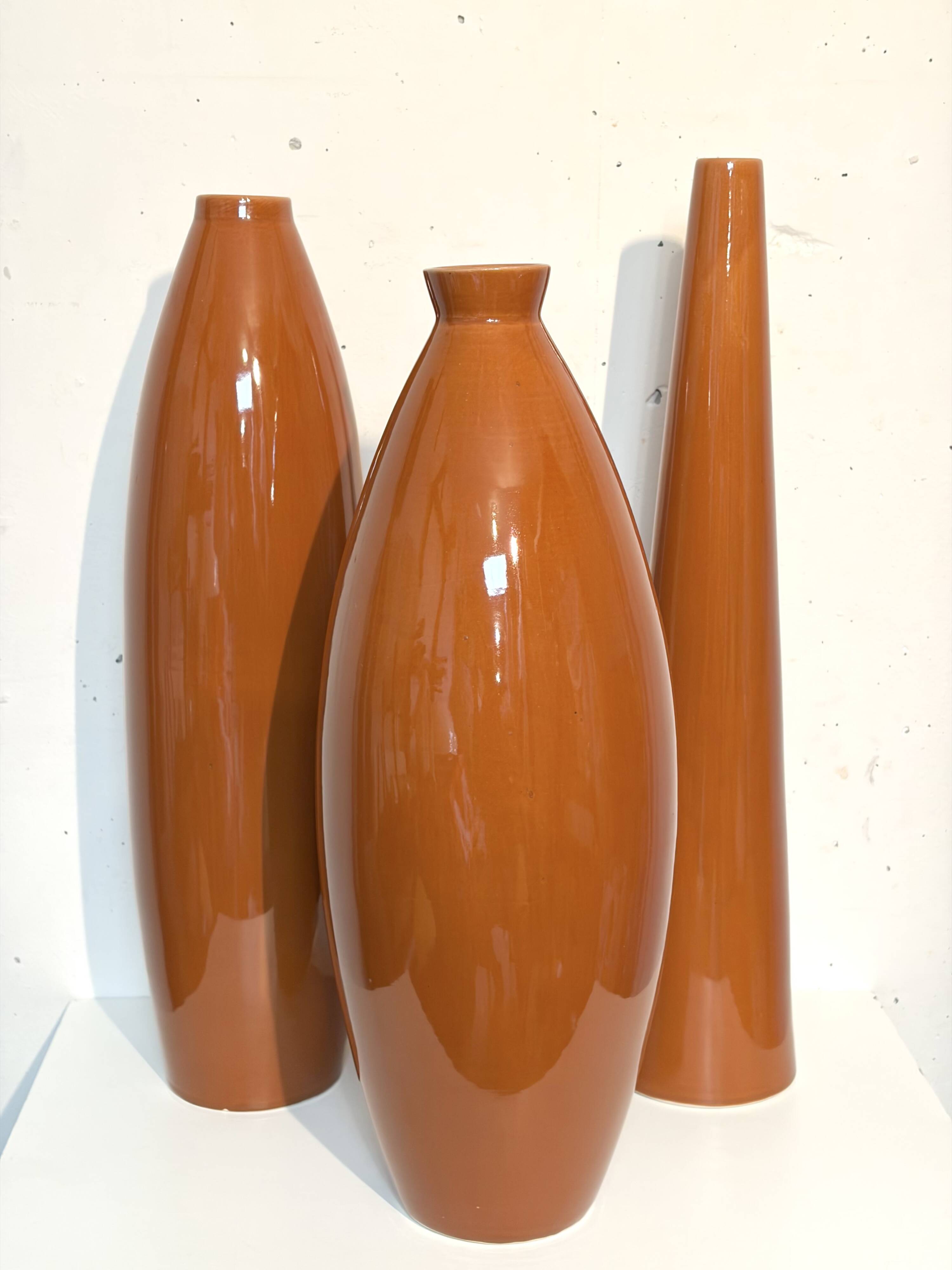 Lot de 3 grands vases céramique, 1980