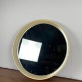 Vintage round plastic mirror, 1980, cream color