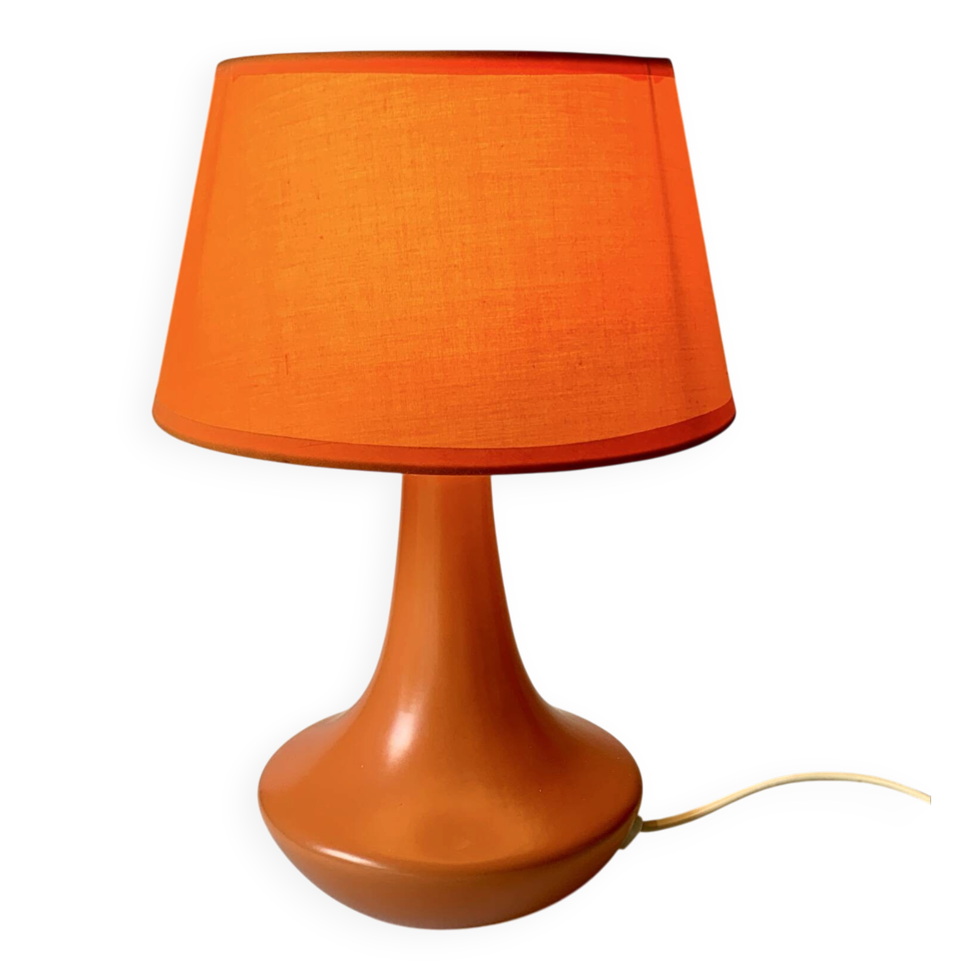 Lampe à poser pied tulipe orange 1970