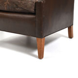 Pair of old Danish club chairs in patinated leather 1940s