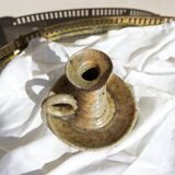 Stoneware candle holder signed Lucien Talbot