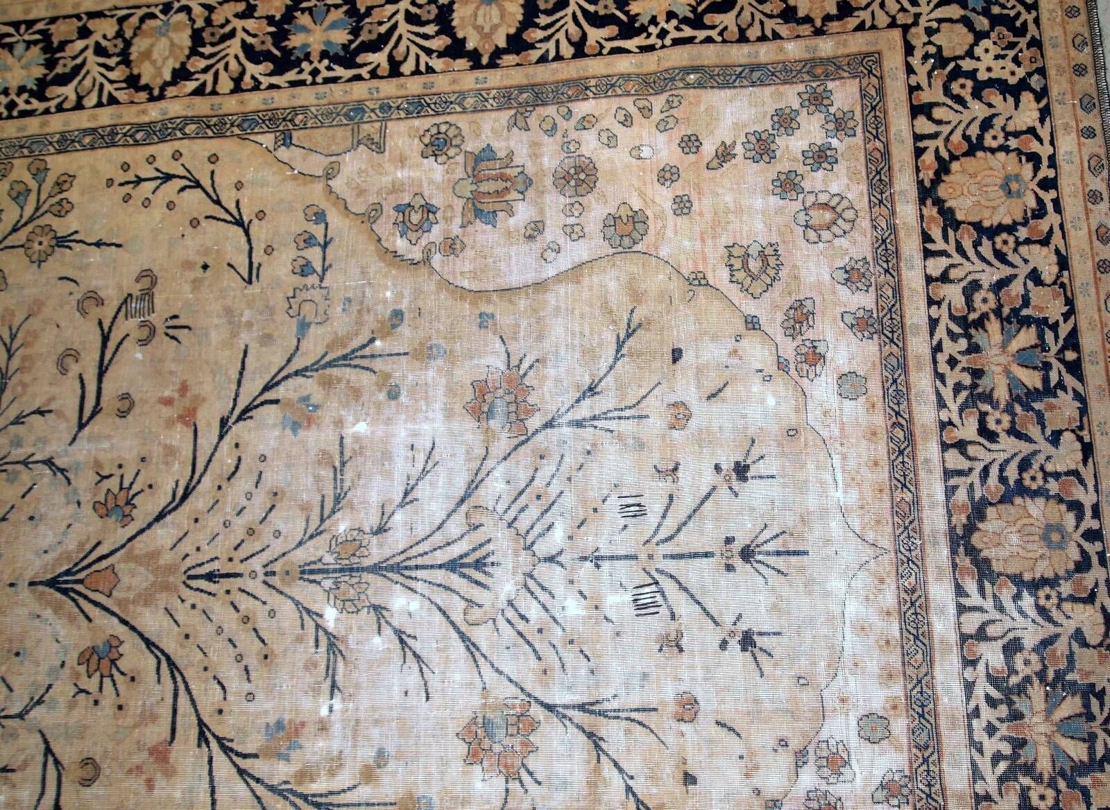 Handmade antique prayer Indo-Moktasham rug 4' x 6.2' (122cm x 189cm) 1880s