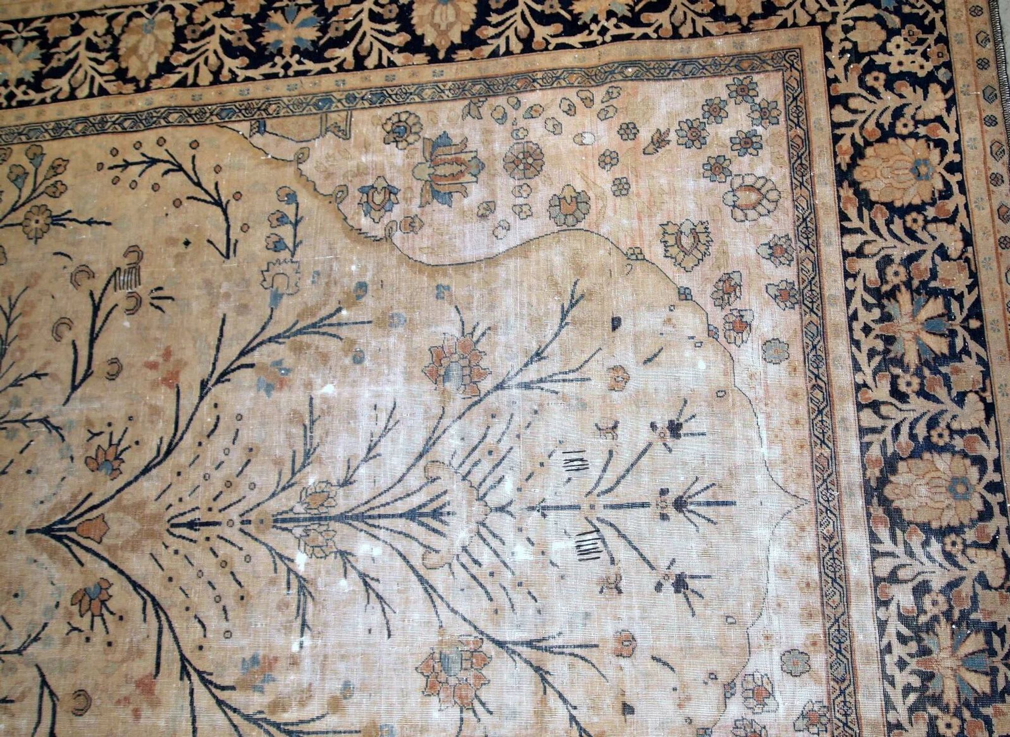Handmade antique prayer Indo-Moktasham rug 4' x 6.2' (122cm x 189cm) 1880s